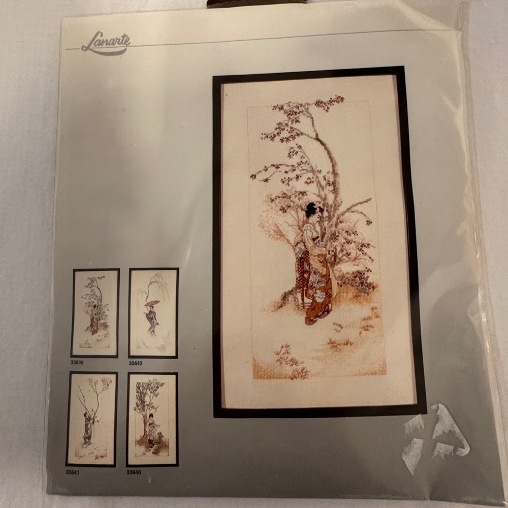 Lanarte Cross Stitch Kit Tan Japanese Kimono Woman 33639 Linen DMC